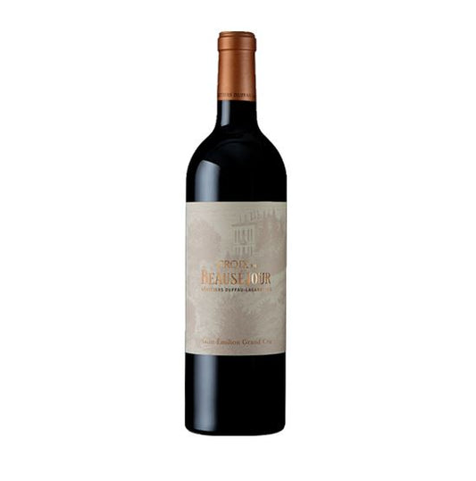 Red Bordeaux wine bottle Croix de Beausejour with a white background