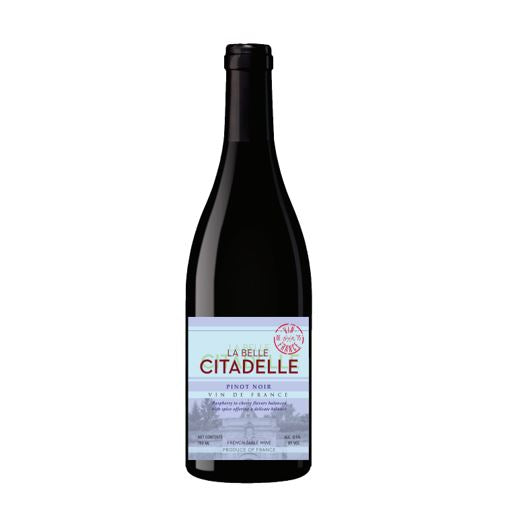Wine bottle labeled 'La Belle Citadelle' on a white background